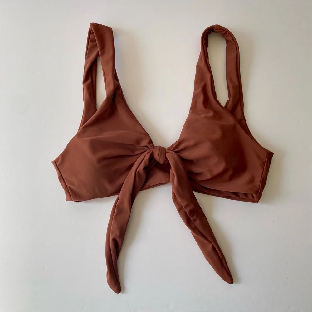 Zaful Bikini Top Tie-Front rust size small‎